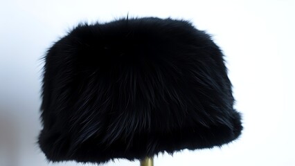 karakul. A black karakul fur hat with a silky sheen, elegantly displayed. lifestyle magazines, social media lookbooks, designed for influencer and brand collaborations, strengthens branding.