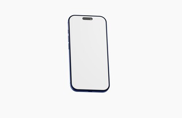 Contemporary smartphone blank screen mockup with blue case isolated on a clean white background, perfect for presentatio