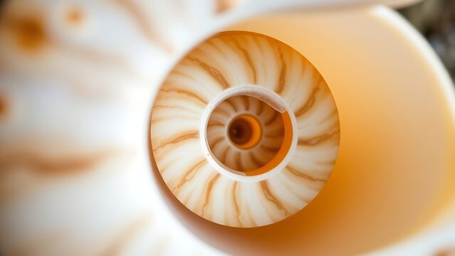 mineralization. The intricate internal spiral structure of a seashell connecting its chambers, macro view. wildlife magazines, conservation campaigns, designed for wildlife conservation campaigns.