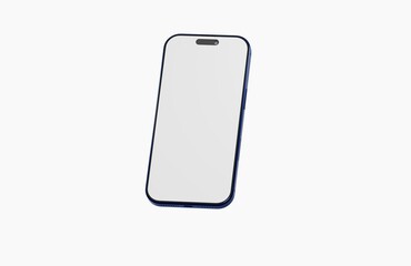 Stylish smartphone mockup featuring a blue-framed device with a blank white screen, perfect for showcasing apps or desig