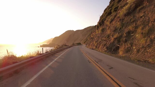 Big Sur Pacific Coast Highway Southbound 5 Big Creek Bridge to Cape San Martin 06 Rear View MultiCam Driving Plate California USA