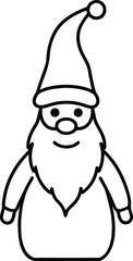Christmas gnome line art with long beard tall hat vector
