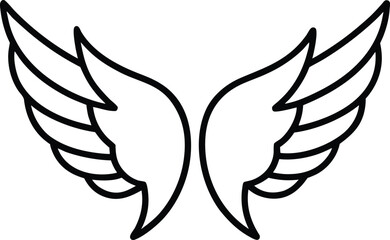 Black outline angel wings on background symbol