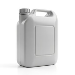 Grey plastic jerry can container with screw cap, isolated on white background
