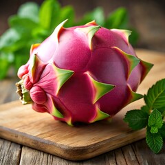 Close-up of Fresh Dragon Fruit with Bright Pink Peel and White Flesh