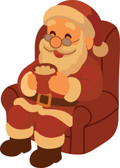 Santa Claus Relaxing with Hot Drink