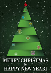 Elegant Green Christmas Holiday Card, vector