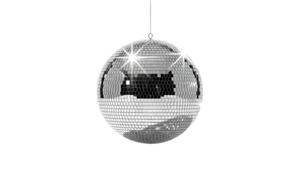 Shiny Disco Ball Reflecting Light on Black Background for Party Celebration