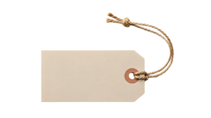 Blank paper tag with string, isolated on black, perfect for copy space.