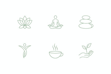 Yoga, Meditation, and Nature Icons for Holistic Living