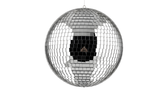Shiny disco ball reflecting light on a dark background, ready for a party celebration.