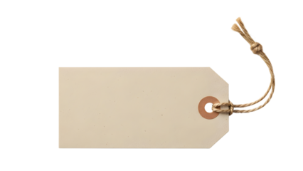 Blank Beige Tag with Rustic String Isolated on Black Background