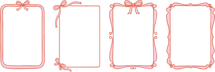 Collection of four elegant pink frames with ribbon accents for invitations