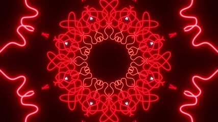 Red Christmas snowflake neon VJ loop animation