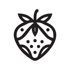 minimalist strawberry fruit logo with white background