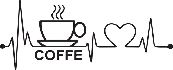 Vector illustration of a restaurant menu design with a brown hot coffee cup icon and cafe sign