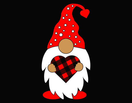 You Gnome Me Cute Valentine Gnome Artwork - printable editable vector art file.