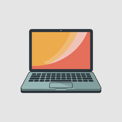Illustration of an Open Laptop Displaying a Colorful Screen With a Keyboard and Trackpad on a Solid Background Perfect for Presentations