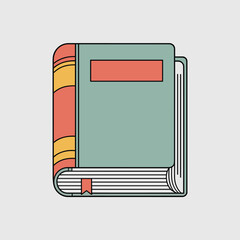 Illustration of a Closed Book with Bookmark, Spine Design, and Teal Cover Offering a Sense of Organized Knowledge