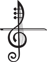 Black musical treble clef symbol vector design illustration on a clean white background