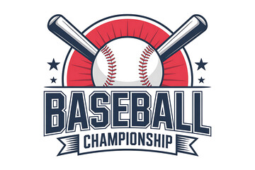 Modern baseball championship logo with crossed bats and rising backdrop