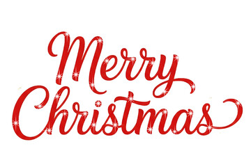 Elegant Red Merry Christmas Script Calligraphy with Sparkling Highlights
