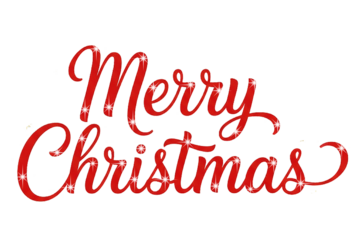Elegant Red Merry Christmas Script Calligraphy with Sparkling Highlights