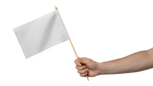 Hand Holding a White Flag in Surrender or Symbolizing Truce