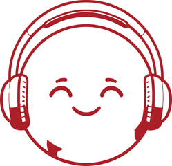 Smiling Face with Headphones Enjoying Music