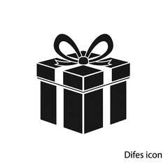 Gift box icon with ribbon bow present surprise special offer