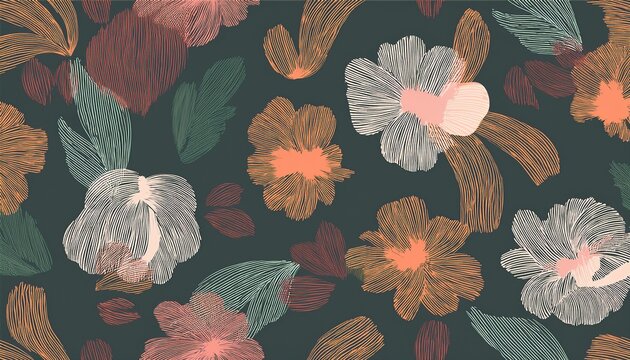 abstract floral dry brush seamless pattern textured paint print for design textile packaging fabric wallpaper branding stationery wrapping paper interior decor - Powered by Adobe