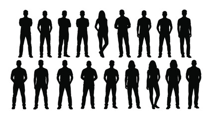 Diverse group of people silhouettes isolated on white background, Vector