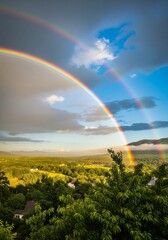 Obraz premium Rainbow after rain. vertical aspect ratio photos or images