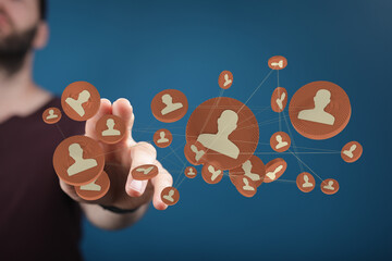 Concept for social network connections, digital interface, and human resources management. Ideal for business concepts.