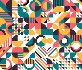 Geometric Abstract Background, Modern Bauhaus Style Pattern. Eps 10