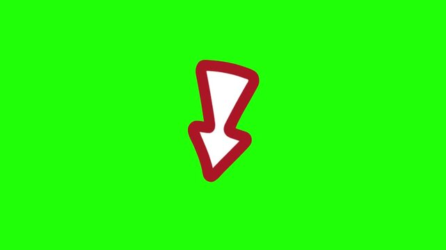 Down trend red border arrow icon animation for digital graphic symbolizing financial crisis and economic decline isolated on solid background.
