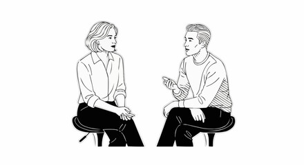 Two individuals engaged in a serious conversation, discussing important matters.