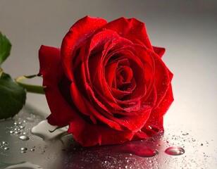 red rose and water drops