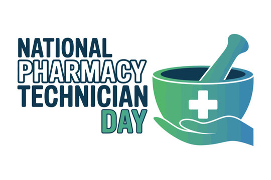 National pharmacy technician day graphic with mortar and pestle icon