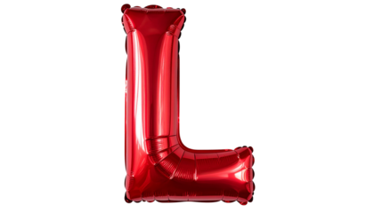  Red Balloon Letter L Isolated on Transparent Background