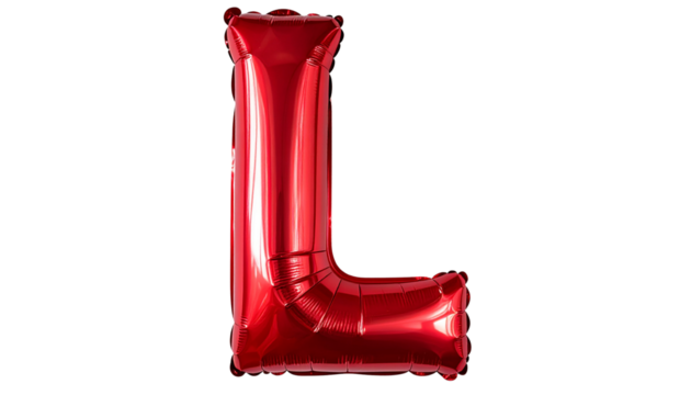  Red Balloon Letter L Isolated on Transparent Background
