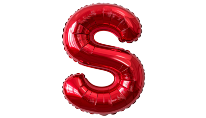 Red Balloon Letter S Isolated on Transparent Background