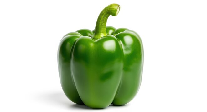 sweet green pepper, paprika, isolated on white background, clipping path, full depth of field