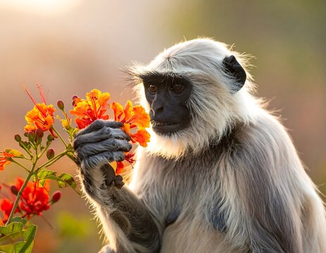 monkey and the flower