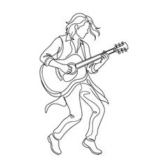Elegant Performer Musician Line Art &ndash; Musician Vector Illustration with Clean Artistic Detailing &ndash; Musician Drawing &ndash; Line Art Drawing of Musician &ndash; Musician Icon