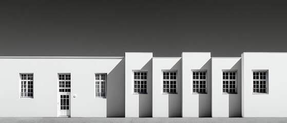 Fototapeta premium black and white building facade with repeating windows