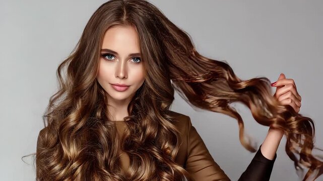 Beauty girl with long and shiny wavy Hair ,coloring and toning, shatush and balayash . Beautiful women