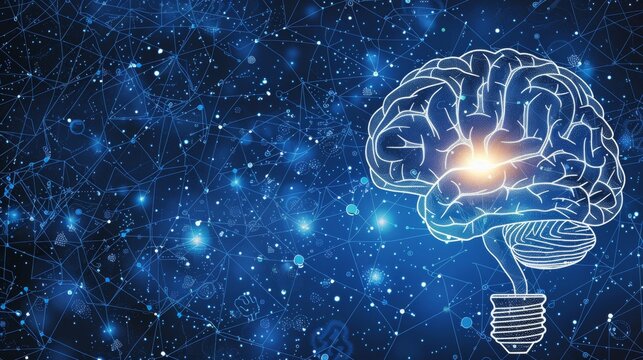 Creative brain and light bulb illustration showcasing generative ai technology concept