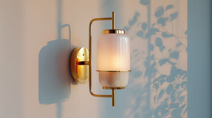 Gold wall sconce with shadow warm light
