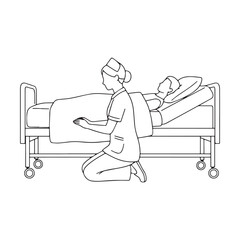 Professional Medical Nurse Line Art &ndash; Nurse Vector Illustration Displaying Refined Simplicity &ndash; Nurse Drawing &ndash; Line Art Drawing of Nurse &ndash; Nurse Icon